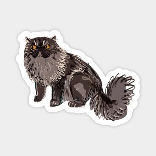 Grey Black Persian Cat Magnet