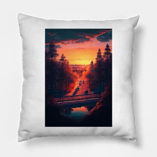 Vibrant Oceanside Sunset Pillow