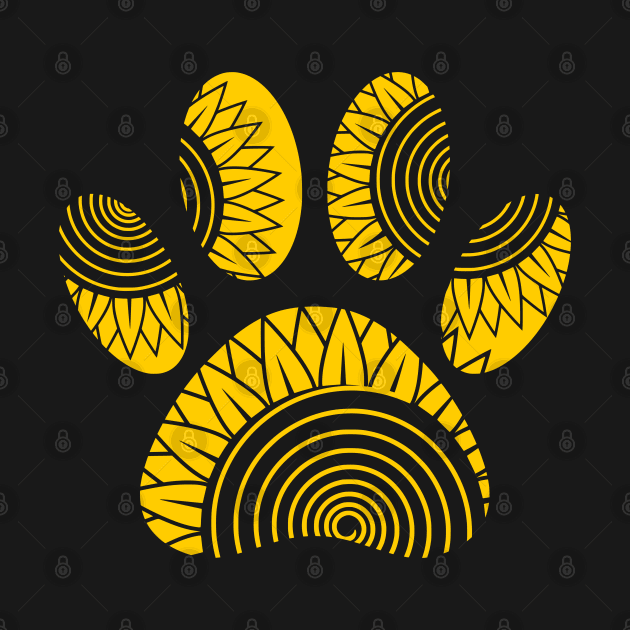 Yellow Sunflower Dog Paw Print by Braznyc