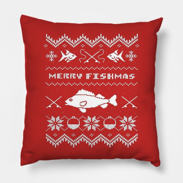 Merry Fishmas, Ugly FISHING Christmas Bass Fish Pillow by kasperek