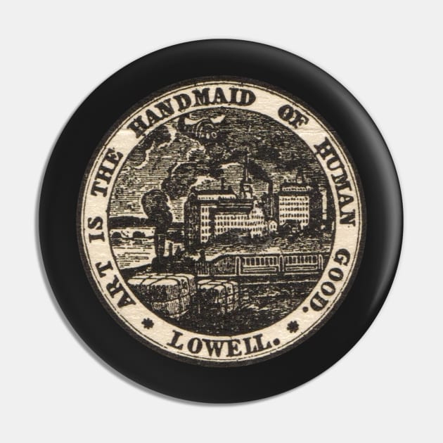 1923 City of Lowell Massachusettts Logo Pin by EphemeraKiosk