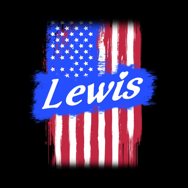 American Flag Lewis Family Gift For Men Women, Surname Last Name by darius2019