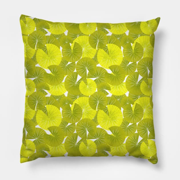 Serene Water Lily Pond | Lemon Color Palette Pillow by SnehaColoursoft