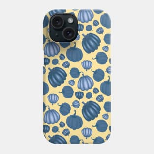 Cute Blue Pumpkin Pattern on Yellow Background Phone Case