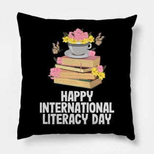 Happy International Literacy Day Book Lover Reading Pillow