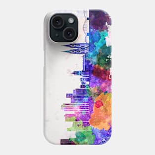 Cologne skyline in watercolor background Phone Case