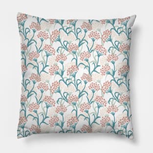 Pink and Green Hydrangea Flower Drawing Pattern Pillow