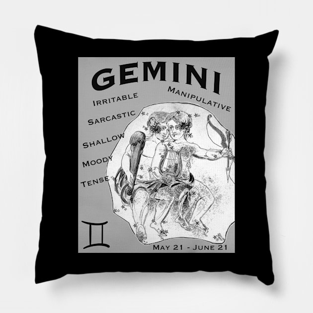 Gemini Negative Traits Pillow by Pheona and Jozer Designs