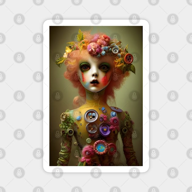 Enigmatic Doll Chronicles: Psychedelic Fusion of Elegance and Eeriness Magnet by Christine aka stine1