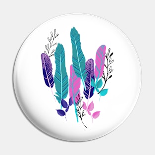 Colorful abstract hand drawn feathers and branches Pin