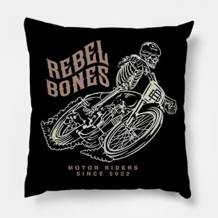 REBEL BONES - Front&Back - Skeleton Biker Pillow