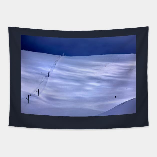 The lonely skier of Parnassus mountain Tapestry by Cretense72