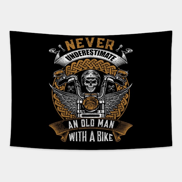 Never underestimate an old man with a bike Tapestry by Lomitasu