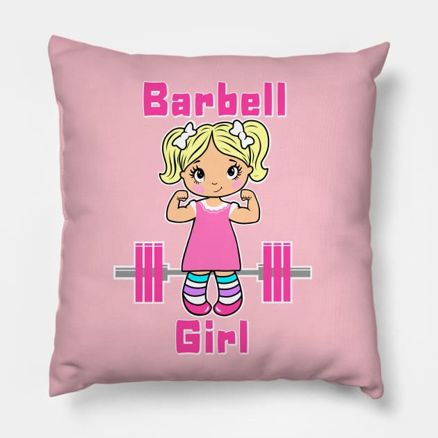 Barbell Girl, fitness girl, gym girl Pillow by TimAddisonArt