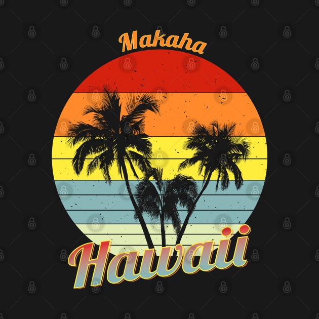 Makaha Hawaii Retro Tropical Palm Trees Vacation by macdonaldcreativestudios