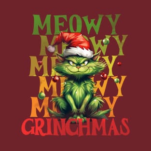 Meowy Grinchmas Fun Christmas T-Shirt