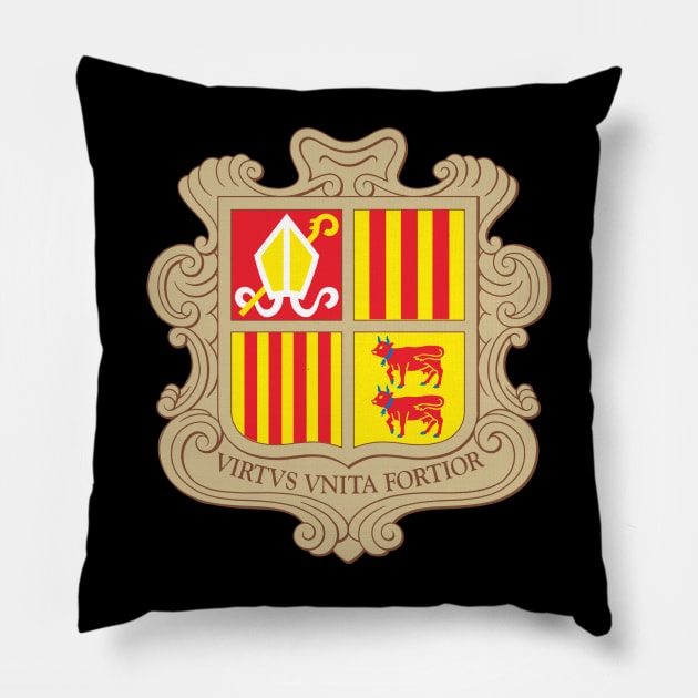 Coat of arms of Andorra Pillow by Wickedcartoons