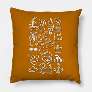 Beach Holiday Icons Pillow