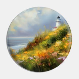 Lighthouse coastal summer scene Pin