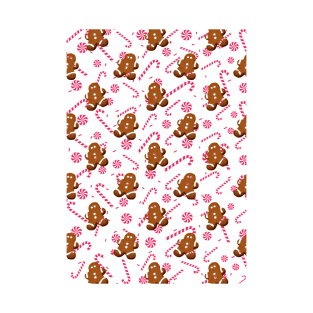 Gingerbread Man And Candy Cane T-Shirt