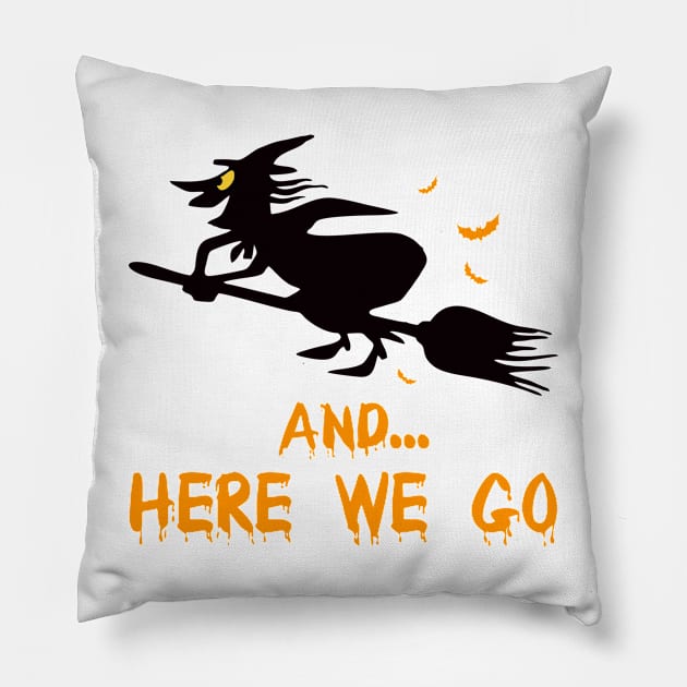 Witch Crafty On A Dark Desert Highways Halloween Pillow by Pannolinno