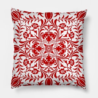 Red and White Vine Pattern Pillow