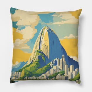 Sugar Loaf Rio de Janeiro Brazil Vintage Tourism Travel Poster Pillow