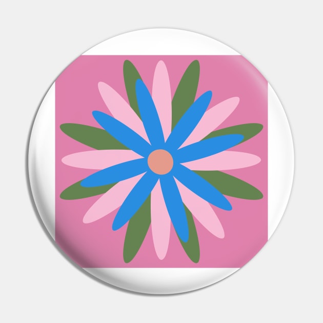 Pink, blue, green, simple, scandi flower Pin by Kimmygowland