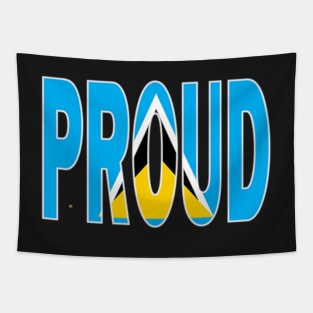 St Lucia Flag in The Word Proud - Saint Lucia - Soca Mode Tapestry