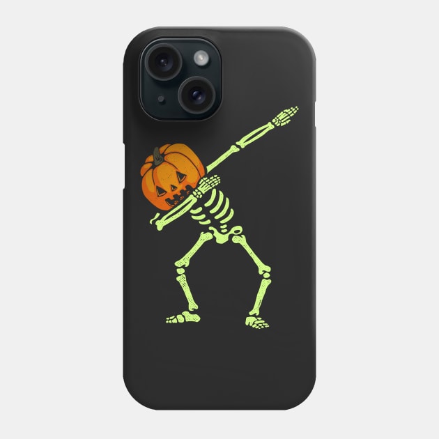 Dabbing Skeleton Pumpkin Glow Phone Case by vo_maria