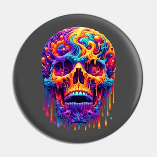 melting psychedelic skull Pin