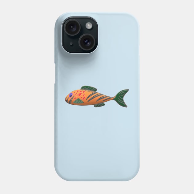 Fish design, An orange, cute, pretty, beautiful, tropical fish drawing. Phone Case by Blue Heart Design