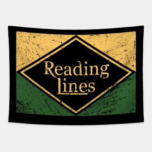 Distressed Reading Lines Railroad Logo Tapestry