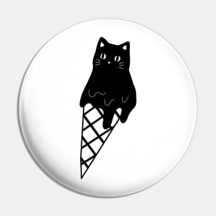 Melting Cat Ice Cream Black & White Simple Food Anime Neko Kawaii Art Pin