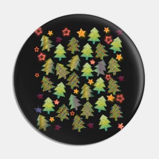 Christmas trees and stars in green Pin