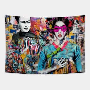 Frida Kahlo & Girl pop art Tapestry