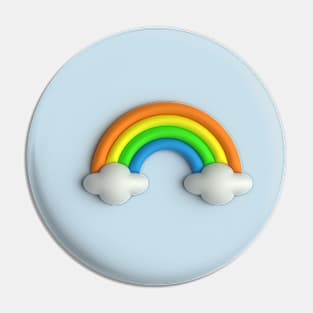 3D Rainbow and clouds Pin