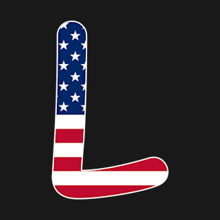 Letter L Capital Alphabet L American Flag T-Shirt