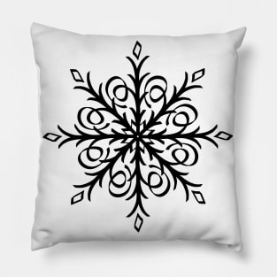 Blkack Snowflake Winter art Pillow