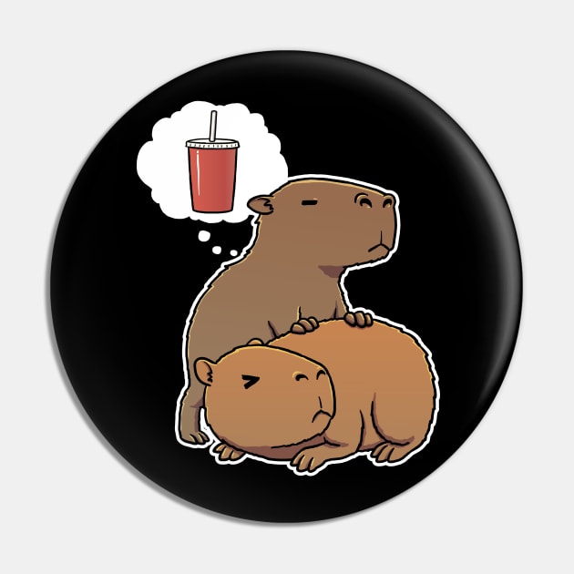 Capybara thirsty for a Soda Drink Pin by capydays