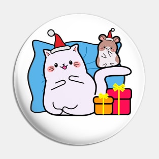 Kawaii style, Christmas, new year, mouse and cat kawaii, gifts Pin