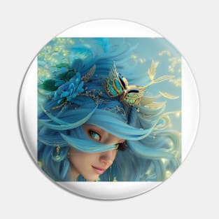 Cutes Owl Goddess with blue hairs Pin