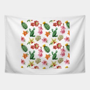 Cactus and Orchid Pattern Tapestry