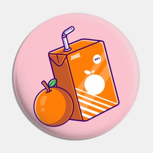 Orange Juice Box Cartoon Pin