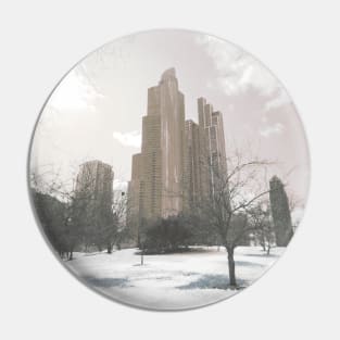 Snowy Chicago architecture photography, melancholic edit Pin
