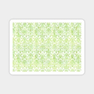 Light Green White Damask Watercolor Pattern Magnet