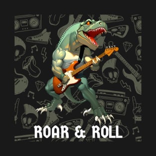 Dinosaur T Rex Guitarist Roar And Roll T-Shirt