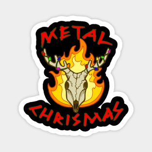 Metal Christmas Punny Reindeer Skull Magnet