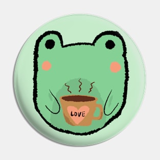 Frog with a cup of coffee Pin