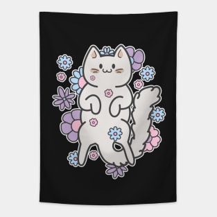 cute cat with flowers Tapestry